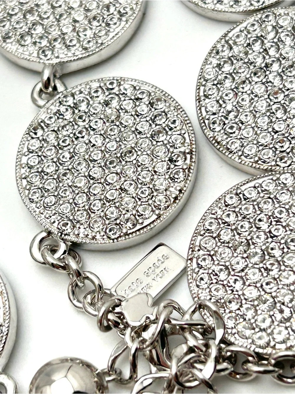 Kate Spade Bright Spot Pave Disc Silver Necklace